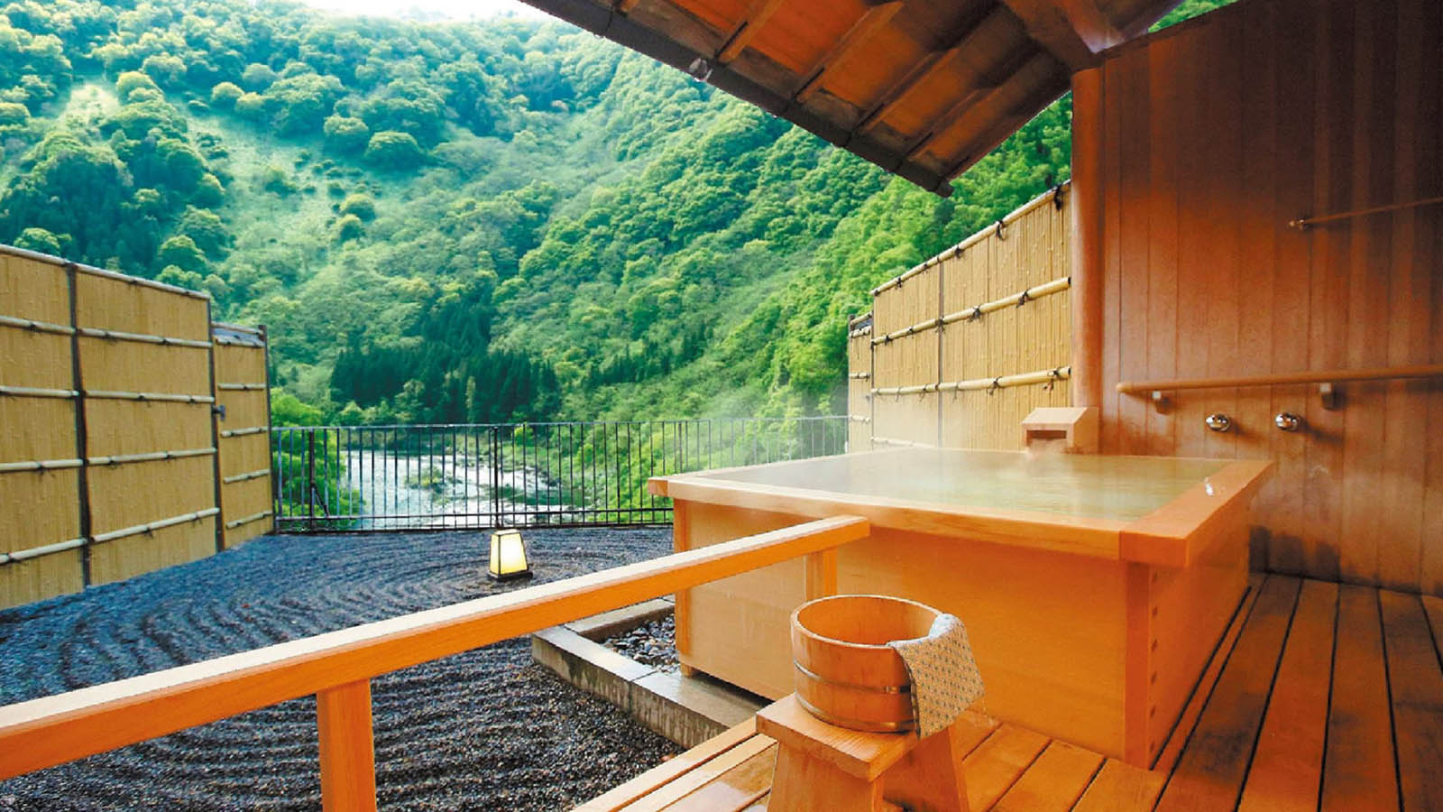 Japanese room with an open-air bath